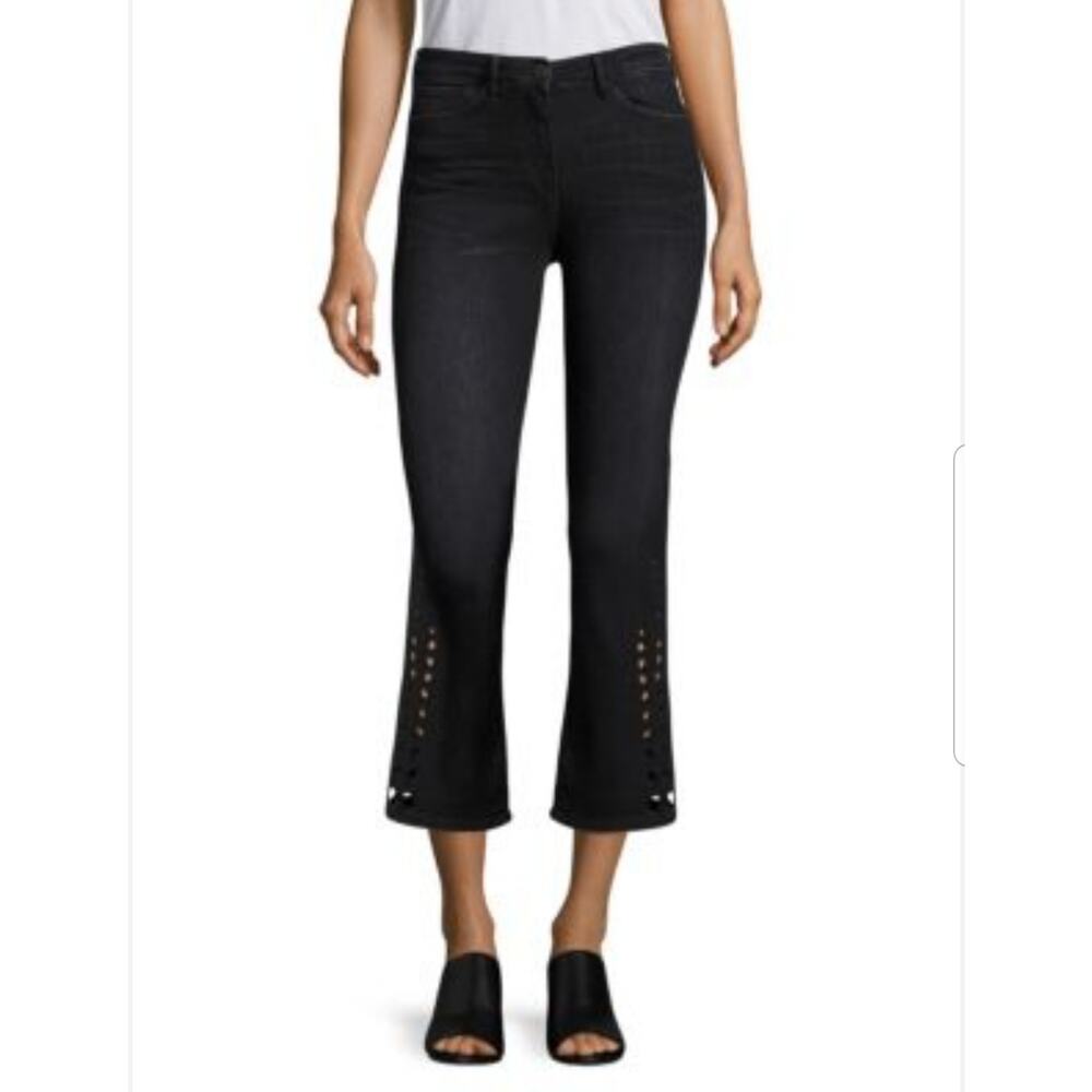 3x1 NYC Jeans Midway Eyelet Black Denim Flared Leg